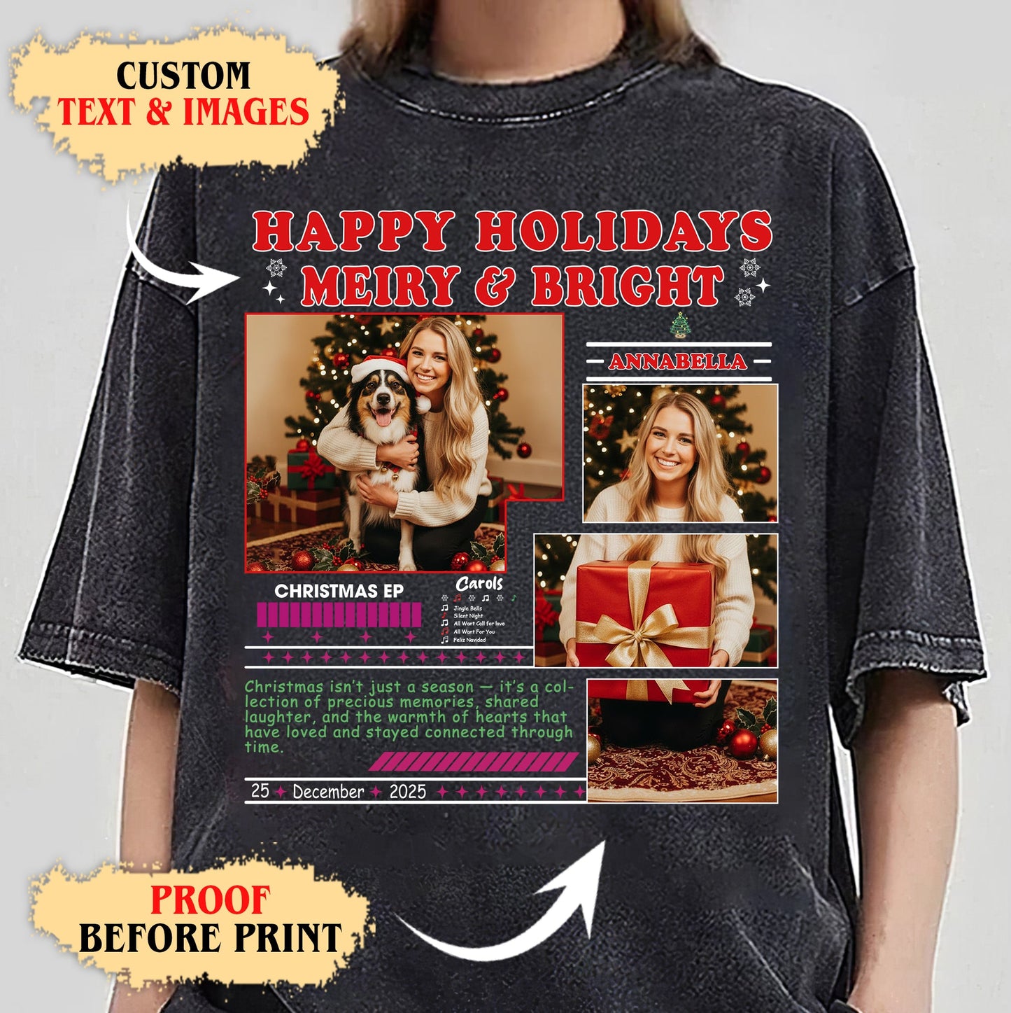Merry Christmas Vibes Tee – Custom Comfort Color Holiday T-Shirt